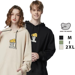 ANDY THE MOUSE安迪老鼠-舒適純棉帽T(搬走乳酪) 長袖 T恤 純棉t 素t tshirt 男T 女T