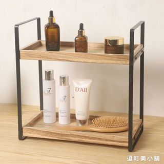 (簡約木質質感)桌面置物架 化妝品收納 桌上收納架 木質鐵藝置物架 香水收納 廚房收納架