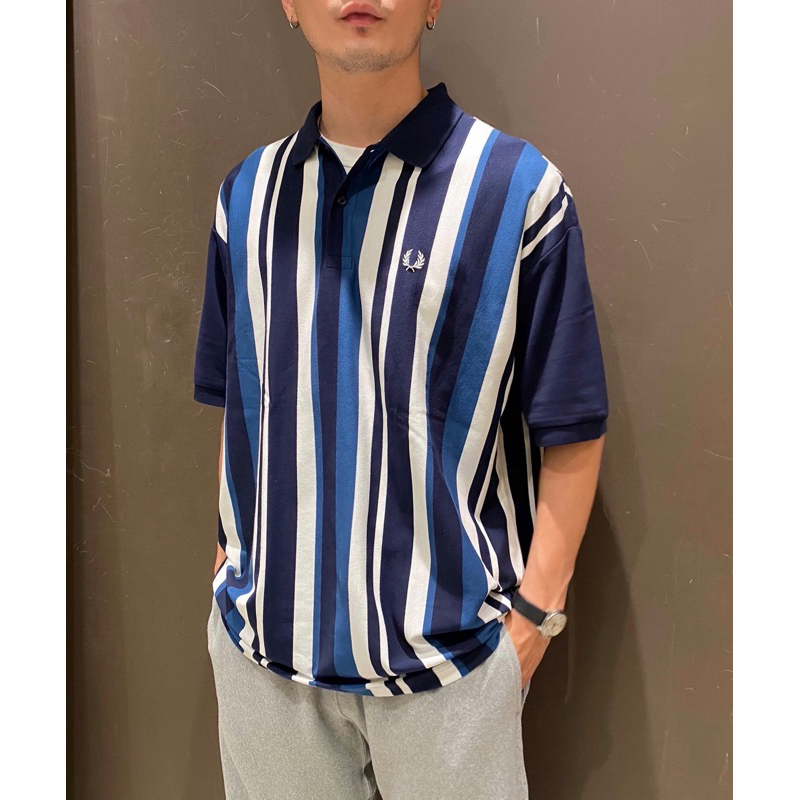 FRED PERRY × BEAMS / 別注 男裝 寬鬆 直條紋 POLO衫