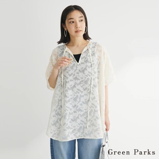 Green Parks 2WAY緹花蕾絲側開衩長版上衣(6A46L0G0400)