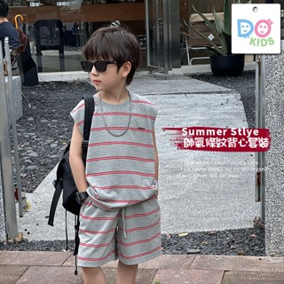 DO Kids童裝 臺灣現貨-韓系帥氣條紋背心套裝 男女童裝 夏季新品 兒童 中大童 套裝 背心 短褲 條紋 休閒 戶外