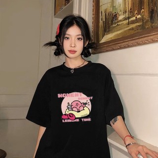 A星之卡比 可愛卡通 100%純棉 休閒 短袖t恤女 夏季圓領 棉質上衣 日常穿搭