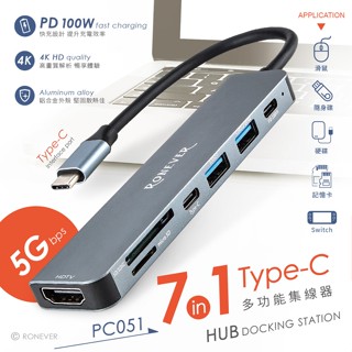 【臺灣現貨🔥免運🔥24H出貨】集線器 多功能讀卡器 USB RONEVER 七合一多功能集線器 讀卡機 ㄚ蓁網購 批發