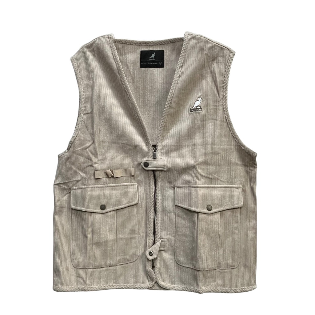 KANGOL 中性 奶茶色 燈心絨背心 6355148301