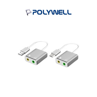 【POLYWELL】USB/Type-C外接式音效卡 3.5mm耳機和麥克風 TRS插頭 桌機耳麥 音效卡