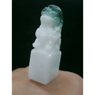 天然緬甸玉A貨翡翠 獅子 事事如意 掛件印章 擺件