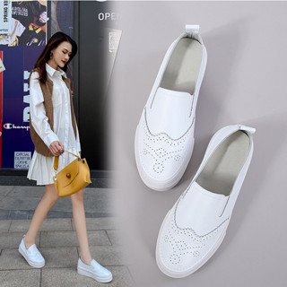 【臺灣出貨】現貨JC Shop韓國同步-真皮女鞋 厚底鞋 小白鞋 休閒鞋 懶人鞋 厚底懶人鞋 樂福鞋