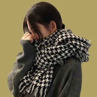 📢現貨供應📢韓國外貿原單圍巾高品質復古千鳥格圍巾時尚百搭女冬韓版披肩長款氣質千鳥格保暖圍巾披肩男女