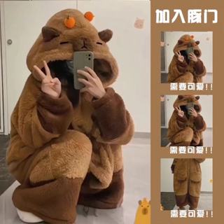 YC家🎀熱銷爆款 卡通 毛絨睡衣 加絨 加厚 卡通睡衣 可愛風 長款 珊瑚絨 睡衣 女 家居服 女生睡衣 睡袍 睡裙❤
