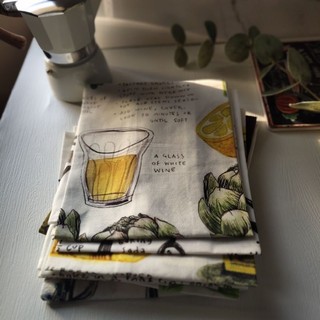 { Anson's Collections } 手繪風食譜圖案茶巾#Tea Towel#純棉餐巾#壁飾#桌布