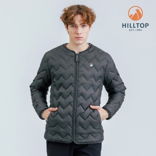 【Hilltop山頂鳥】超潑水石墨烯保暖蓄熱羽絨短大衣外套(可銜接GORE-TEX外件)男款 墨綠｜PF22XM26EC