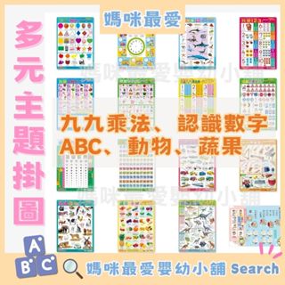 現貨《世一》掛圖123 ABC ㄅㄆㄇ 九九乘法臺灣健康視力表認識交通工具標誌恐龍時間海洋動物數字樂器蔬菜水果形狀顏色B