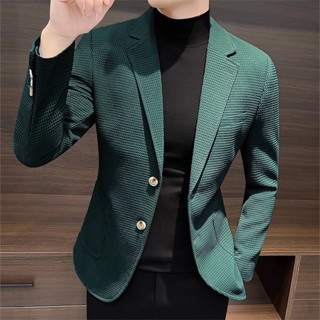 Toxic 男裝 休閒單西外套男春秋薄款韓版小西服設計感格子感痞帥西裝