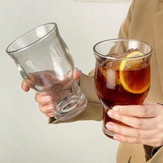 ins餐廳小眾玻璃杯 冰咖啡杯 大容量蘇打氣泡水杯 飲品杯果汁杯 寬口玻璃杯咖啡杯 大容量飲品杯 果茶杯