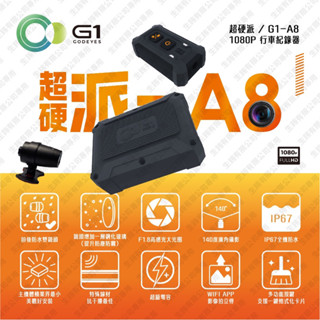 升銪有限公司 GODEYES 超硬派/G1-A8 1080P 主機防水 機車行車記錄器 (送64G)