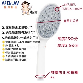 【聖岡科技 淋沐一郎】TS-6 大流量出水 廣防堵 蓮蓬頭 54孔出水孔 大面板 大水量 防堵塞【蘑菇生活家電】