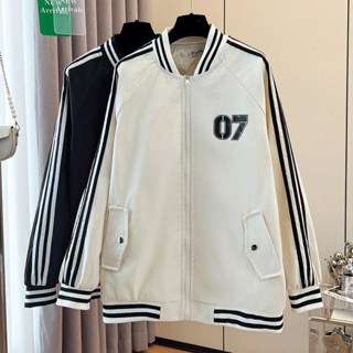 風衣外套 秋冬外套 中大尺碼外套M-2XL大碼外套美式拼接棒球服外套春秋印花休閒寬鬆百搭上衣夾克NE245.24120
