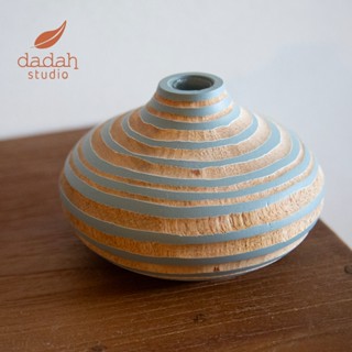 dadah studio＋ 泰國手工藝品｜芒果木葫蘆花器 (原木+天藍)