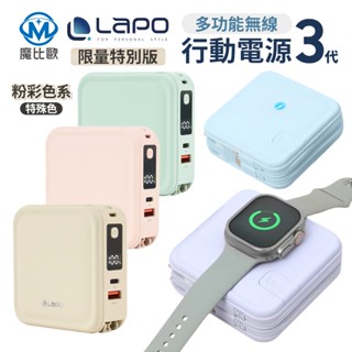 【LAPO】原廠授權 第三代 WT-08 超進化八合一無線快充行動電源 10000mAh