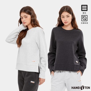 【Hang Ten】女裝-恆溫多功能-坑條抗菌除臭開衩大學T(多色選)