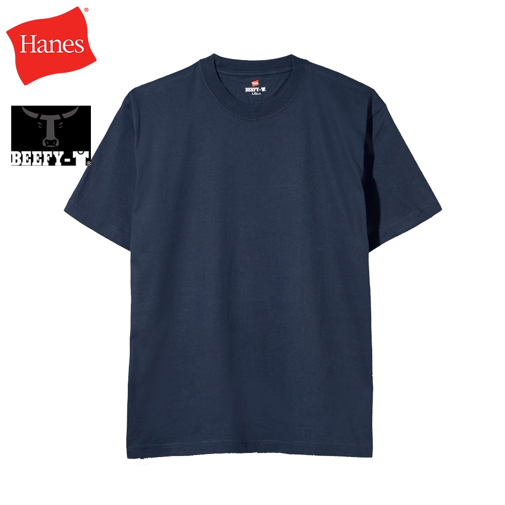 【Hanes】BEEFY-T系列 短袖內衣 經典設計款(深藍色) 官方直營