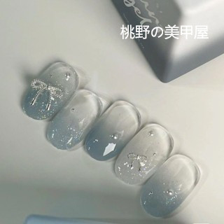 🎀約臺灣48H出貨🎀 藍眼淚|穿戴手工新款ins漸變爆款美甲顯白法式貓眼指甲貼片成品 手工美甲 美甲貼片 穿戴甲片