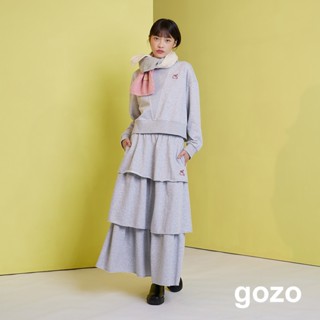 【gozo】Ada繡花三層蛋糕裙(灰色/黑色 F) | 女裝 修身 休閒