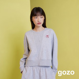 【gozo】Ada太空火箭線條羅紋造型大學T(灰色/深咖 F) | 女裝 圓領 休閒