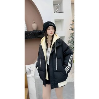 CHILL現貨 韓系連帽撞色鋪棉外套 拉鍊外套 羽絨外套 連帽 女生 運動外套 女裝外套 保暖外套 休閒外套 冬天 預購