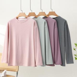 衣時尚 上衣 發熱衣 打底衫 家居服 保暖 內搭 大碼L-2XL新款德絨家居服保暖內搭外穿寬鬆大碼長袖加絨睡衣-060.