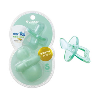 【全新】 US baby 優生 矽晶安撫奶嘴升級版 拇指型 S (0-6個月)綠色/青色 附收納盒