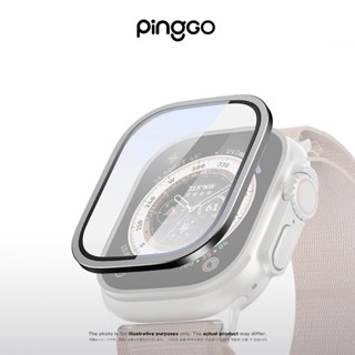 PingGO Apple Watch Ultra 1/2 Film Flas系列 鋁合邊框 鋼化玻璃 防刮耐磨 疏油疏水