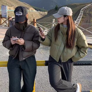 【柒月服裝~】韓系冬天外套 羽絨外套女 pu皮質 短版羽絨外套 小香風羽絨外套 羽絨外套 保暖外套 短板羽絨 羽絨外套