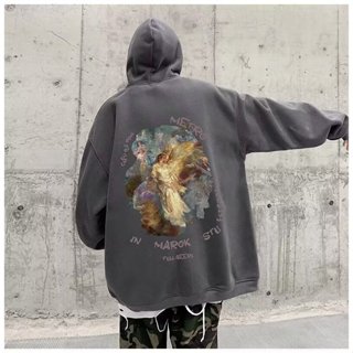 韓國 開衫衛衣男2024秋冬款 加絨加厚大學連帽上衣男 冬季美式復古重磅百搭保暖外套男