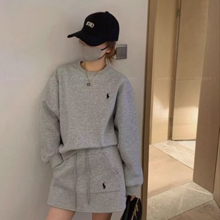 臺灣出貨🚚小香風休閒衛衣套裝女 韓版搭配一整套 長袖衛衣上衣女 包臀裙半身裙 衛衣套裝 休閒運動套裝 懶人套裝 小馬刺繡