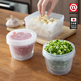 【臺灣現貨 附發票】NAKAYA 日本製 圓型雙層瀝水保鮮盒 方型瀝水盒 蔥花保鮮盒 瀝水保鮮盒 冰箱收納盒