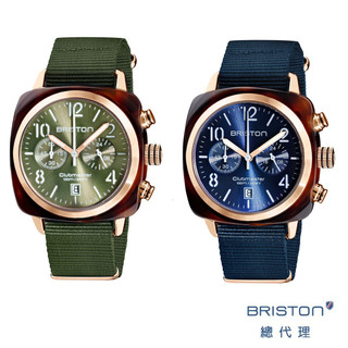 BRISTON 手工方糖錶 玫瑰金框 雙眼 方糖錶 玳瑁琥珀框 彩虹款 折射光感 帆布錶帶 女錶 手錶 男錶 時尚百搭