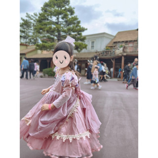 迪士尼夢幻公主系 女童萬聖節生日變裝澎澎泡泡袖 粉紅色蕾絲禮服