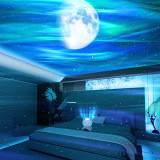 【太美啦！巨療癒！】LED極光投影燈 月亮星空投影小夜燈 北歐極光投影燈 聖誕節交換禮物 居家儀式感氛圍 生日禮物