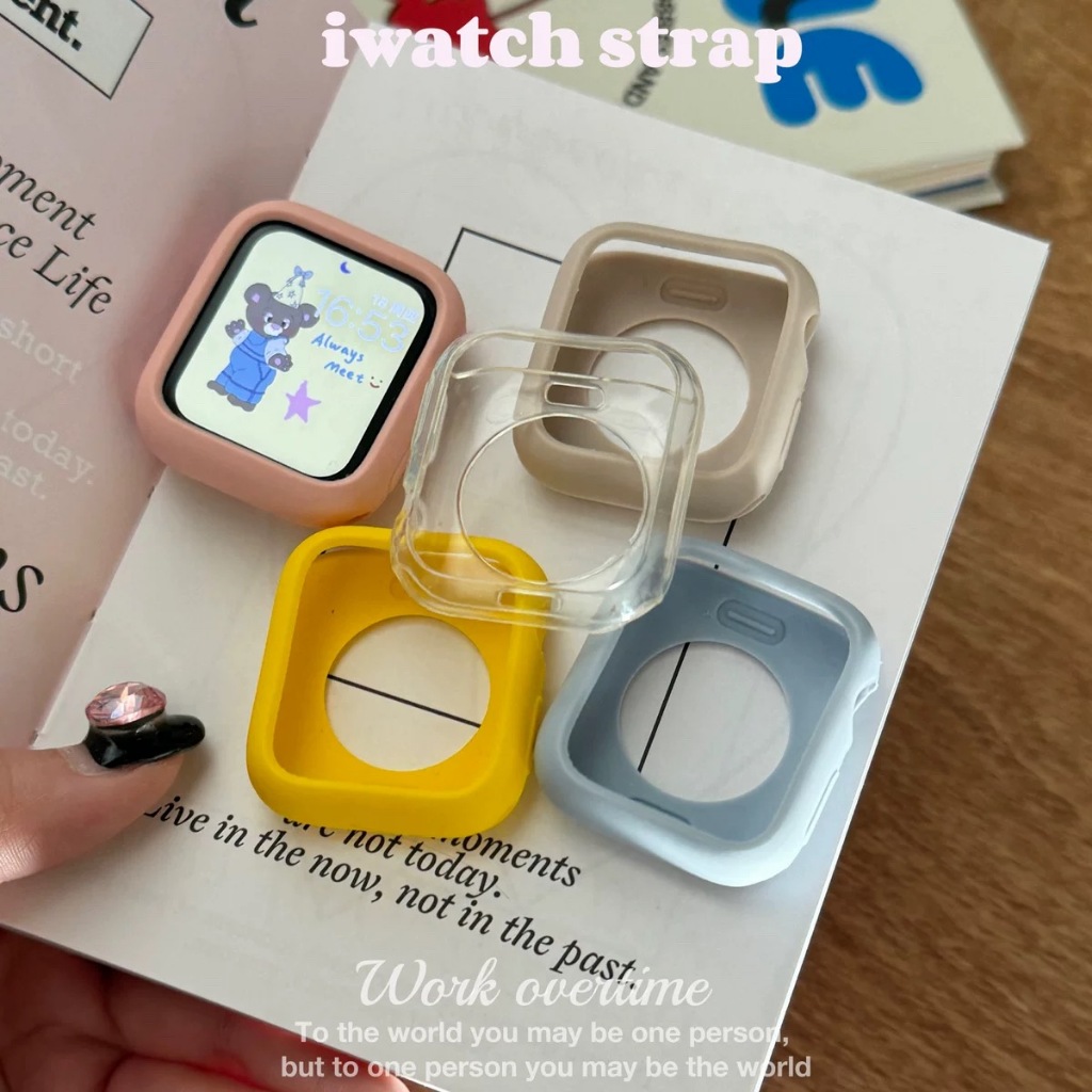 糖果硅膠Apple watch手錶保護框 錶框硅膠半包軟殼 輕薄防摔40/44/41/45/49mm 蘋果手錶錶殼保護殼