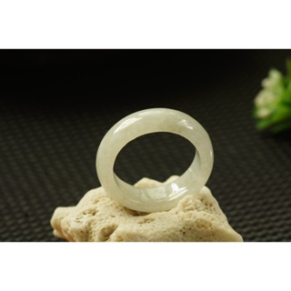 熱賣U689玉戒指❀ 20# 翡翠玉天然A貨水潤白底寬版戒圈指環戒子【緬甸玉翠軒】玉首飾品 男女款式