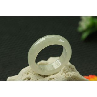 U810玉戒指❀ 16# 翡翠玉天然A貨冰潤淡黃寬版戒圈指環戒子【緬甸玉翠軒】玉首飾品 男女款式