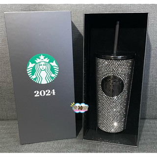 星巴克 STARBUCKS 【晶鑽黑Bling不鏽鋼TOGO冷水杯】 CCUP16SS SLV GRY HL RHSTE