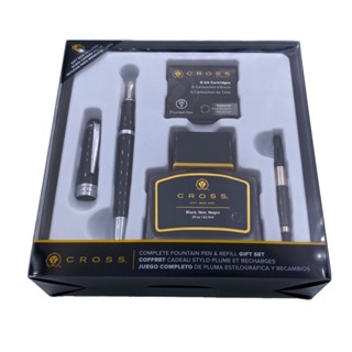 CROSS高仕 Bailey貝禮雅黑白夾鋼筆卡水墨水吸墨器三合一禮盒組 贈手提袋