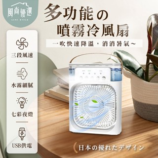 多功能噴霧冷風扇❄️USB 水霧 加濕 水冷扇 電風扇 移動式冷氣 三段風速 快速降溫 大容量水箱 定時 自動關機 精油