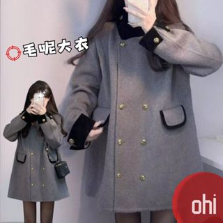 【ohi】法式小眾設計感 寬鬆顯瘦毛呢外套 長袖外套 外套女 秋冬百搭外套 女生外套 女裝 GCS068