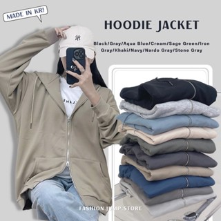 【FJstore】韓國外套 無刷毛外套 雙拉鍊頭 莫蘭迪色 連帽外套 男女可穿 棉外套 女外套 秋天外套 風衣 夾克
