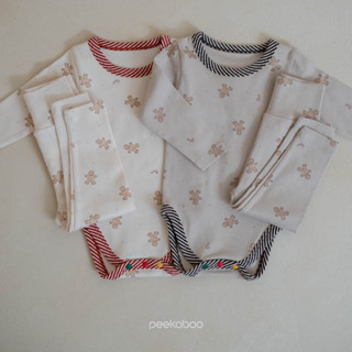 peekaboo 聖誕薑餅人寶寶套裝【現貨+預購】嬰兒套裝 包屁衣 兒童套裝 女寶套裝 寶寶衣服 嬰兒衣服 韓國童裝