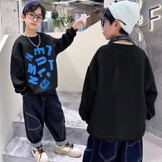 JUSTIN 臺灣現貨 兒童長袖 男童秋裝衛衣2024新款兒童帥氣時髦上衣春秋男孩圓領衫洋氣打底衫
