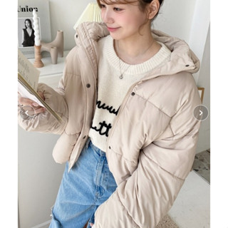 【Luxury】 moment+ 日本限定羽絨外套口袋連帽抗寒款 澎澎羽絨外套 黑白米杏